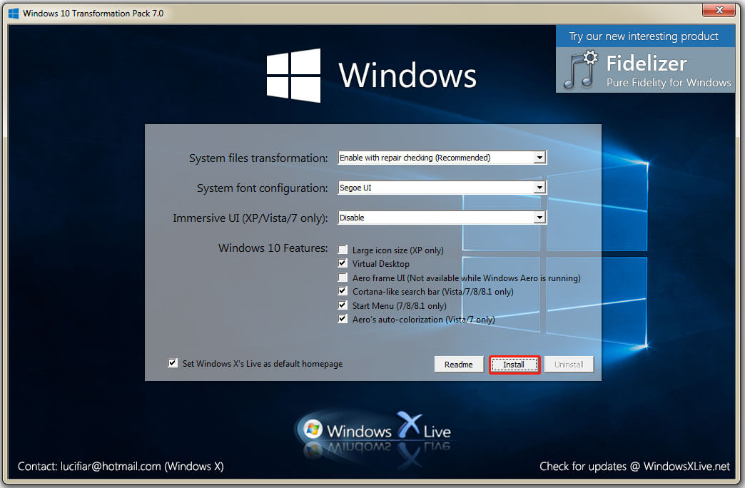 windows 7 transformation pack theme color