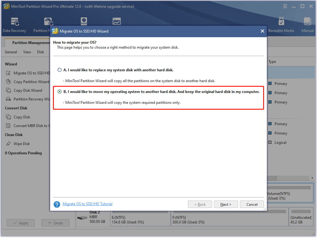 select option B