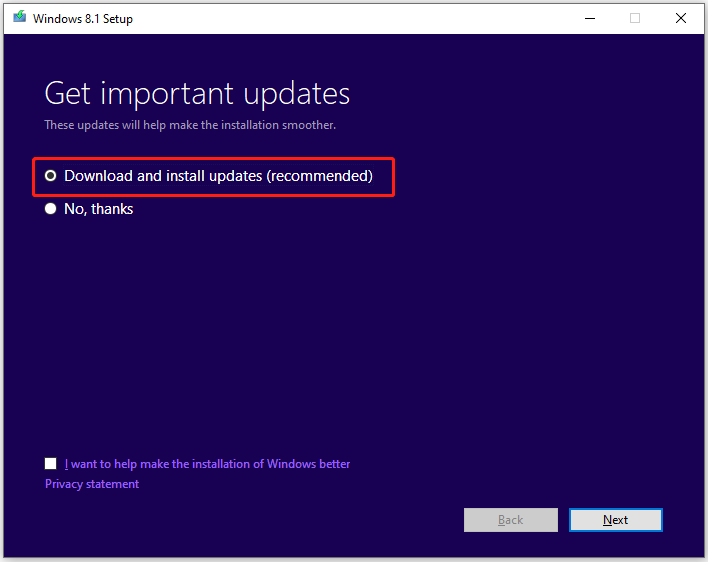 Windows 8.1 setup
