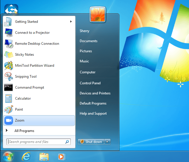 Zoom desktop client on Windows 7
