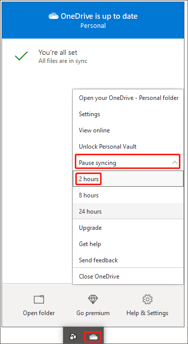 pause OneDrive syncing