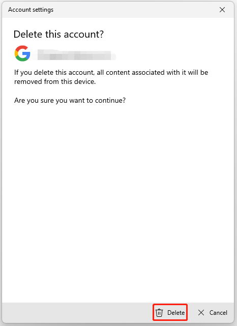 click Delete