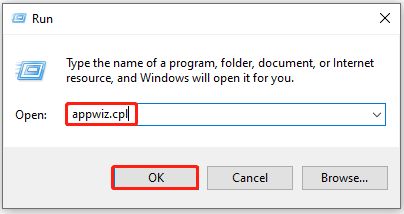 type appwiz.cpl in the search box