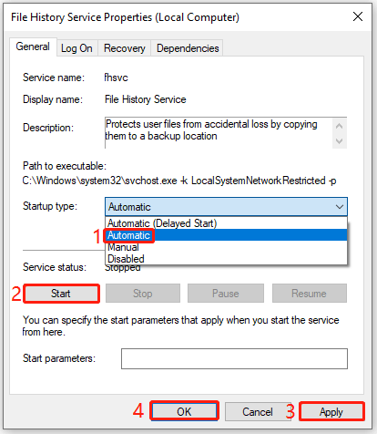 enable File History Service