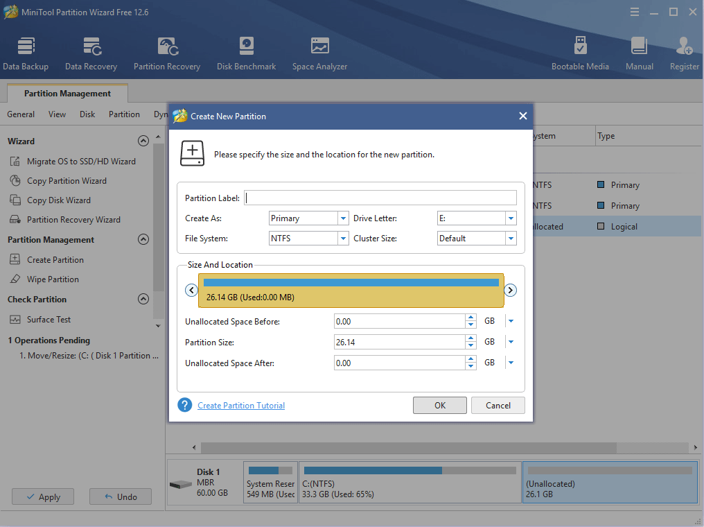 create a new partition