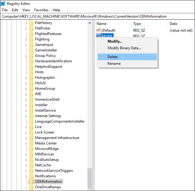 create a new Model string value