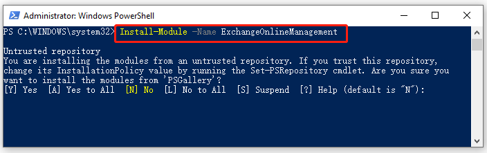 install the latest Exchange Online PowerShell Module