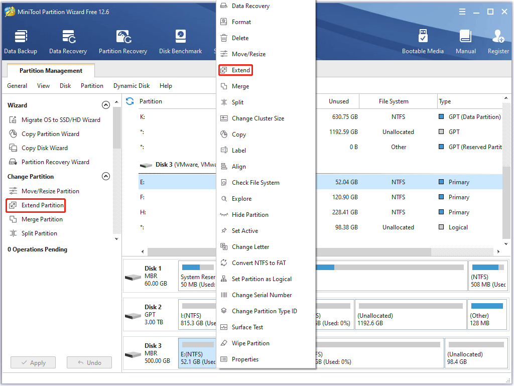 choose Extend Partition