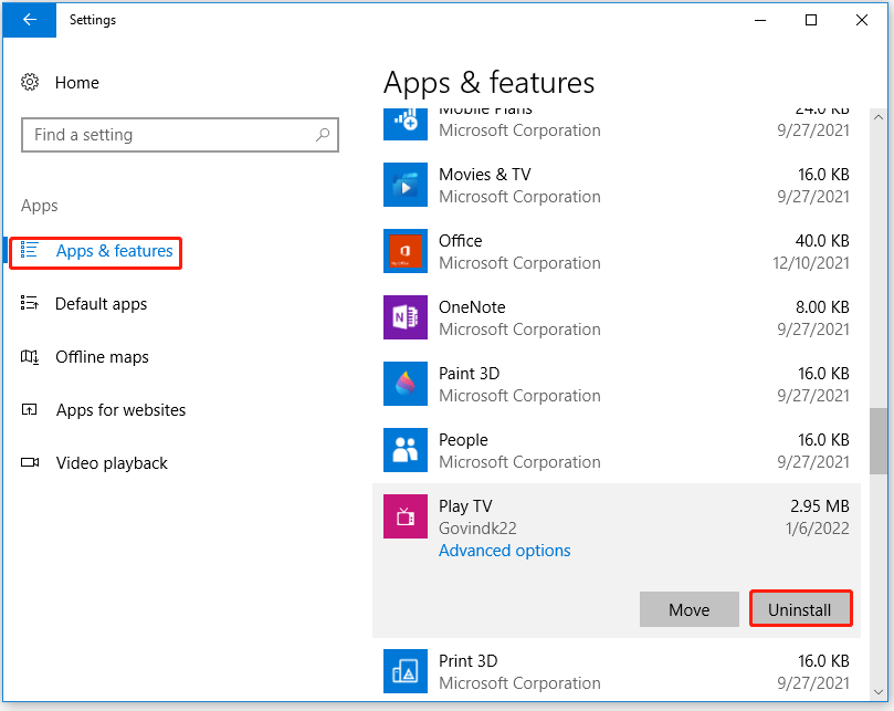 choose the Uninstall button