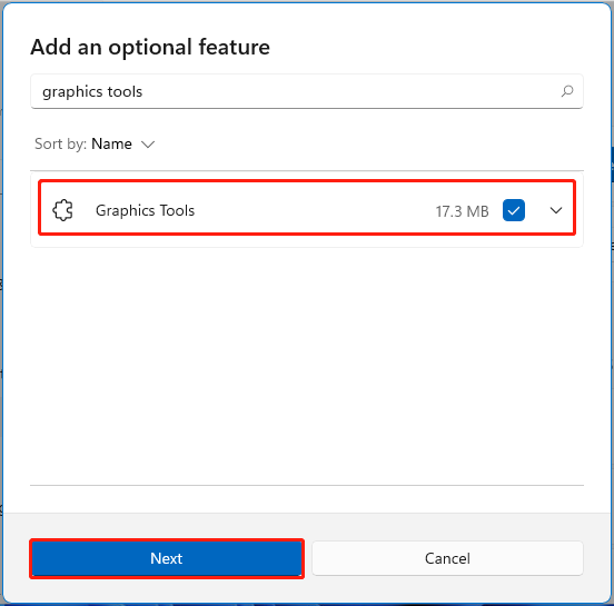 select Graphics Tools Windows 11
