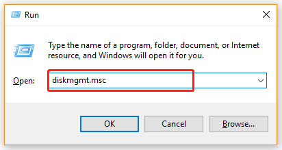 open Disk Management via the Run window