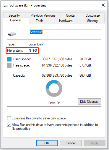 check the file system