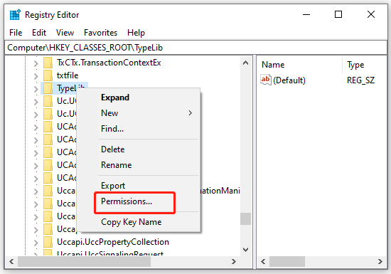 change permissions for TypeLib registry key
