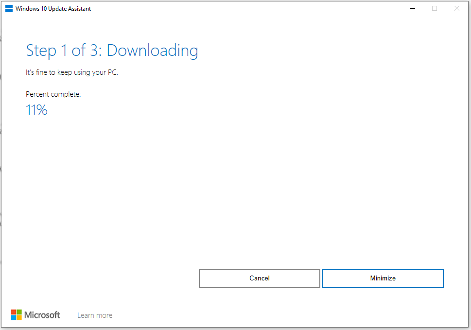 Windows 10 update assistant are downloading an update