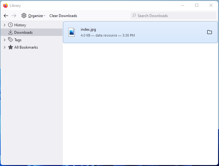 Firefox downloads history
