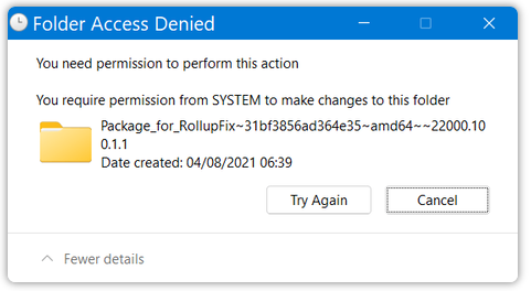 cannot delete LCU folder in Windows 11