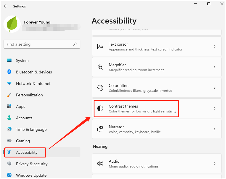 click Contrast themes