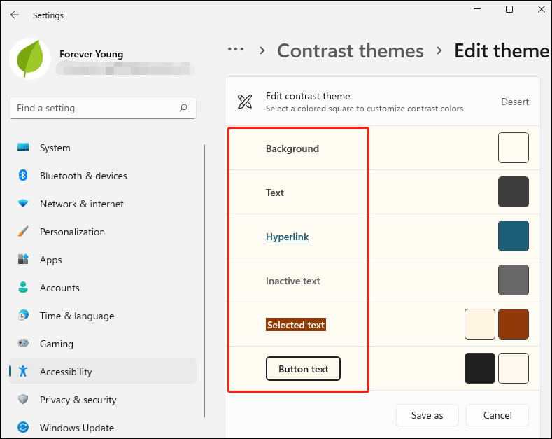 edit contrast theme