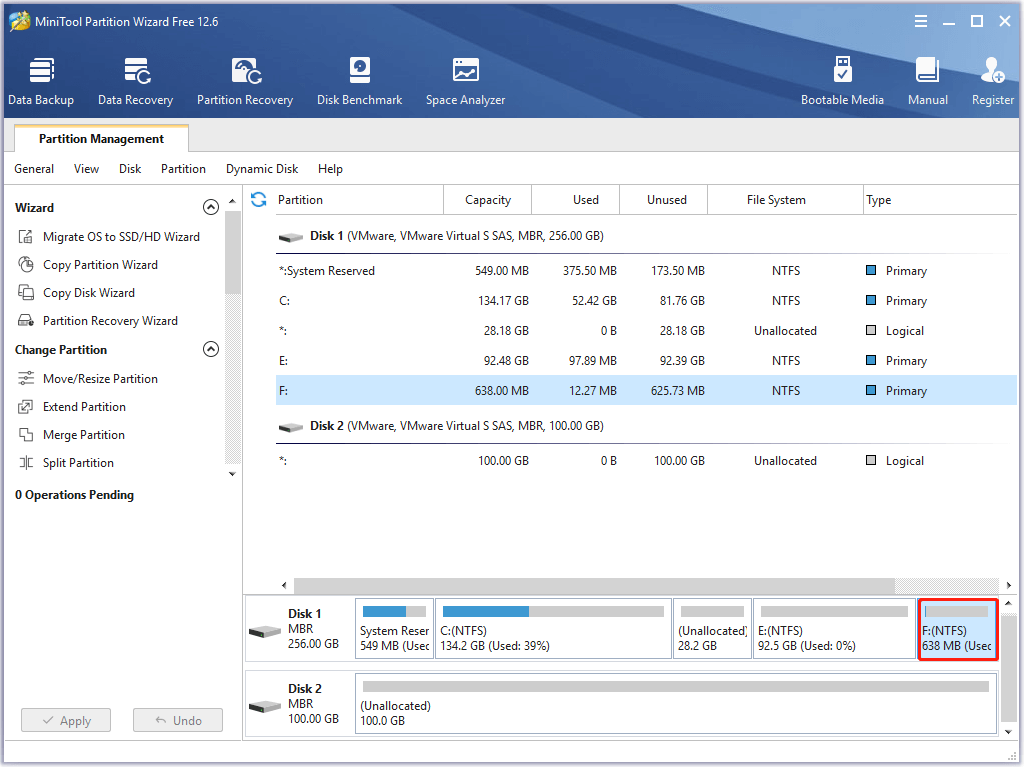 extend partition capacity for the F drive