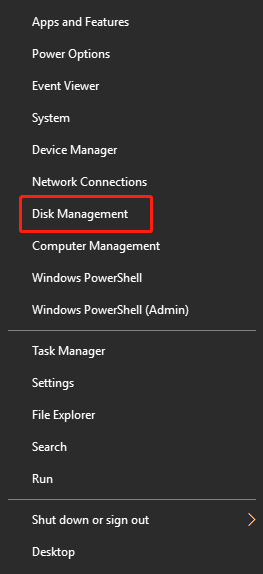 open Disk Management from the Start menu