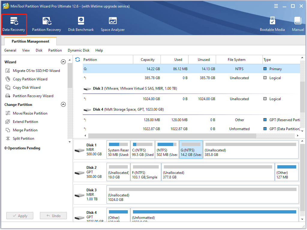 choose the Data Recovery feature