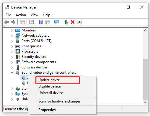 update Sound card driver