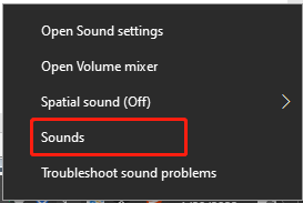 select Sounds from the system tray