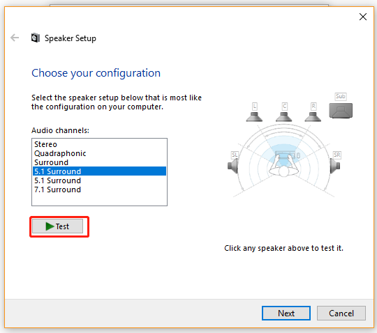 5.1 surround sound does not working windows 10