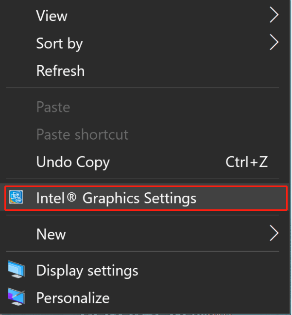 select intel graphics settings on the desktop