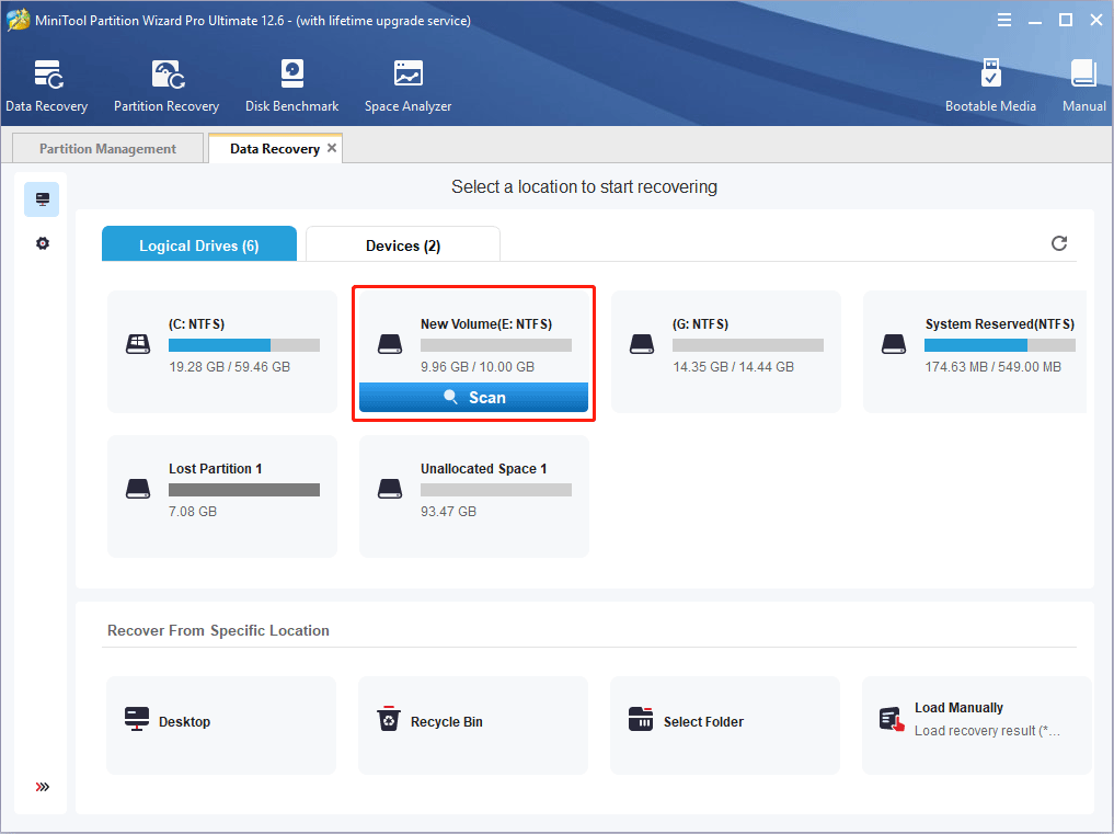 scan a partition