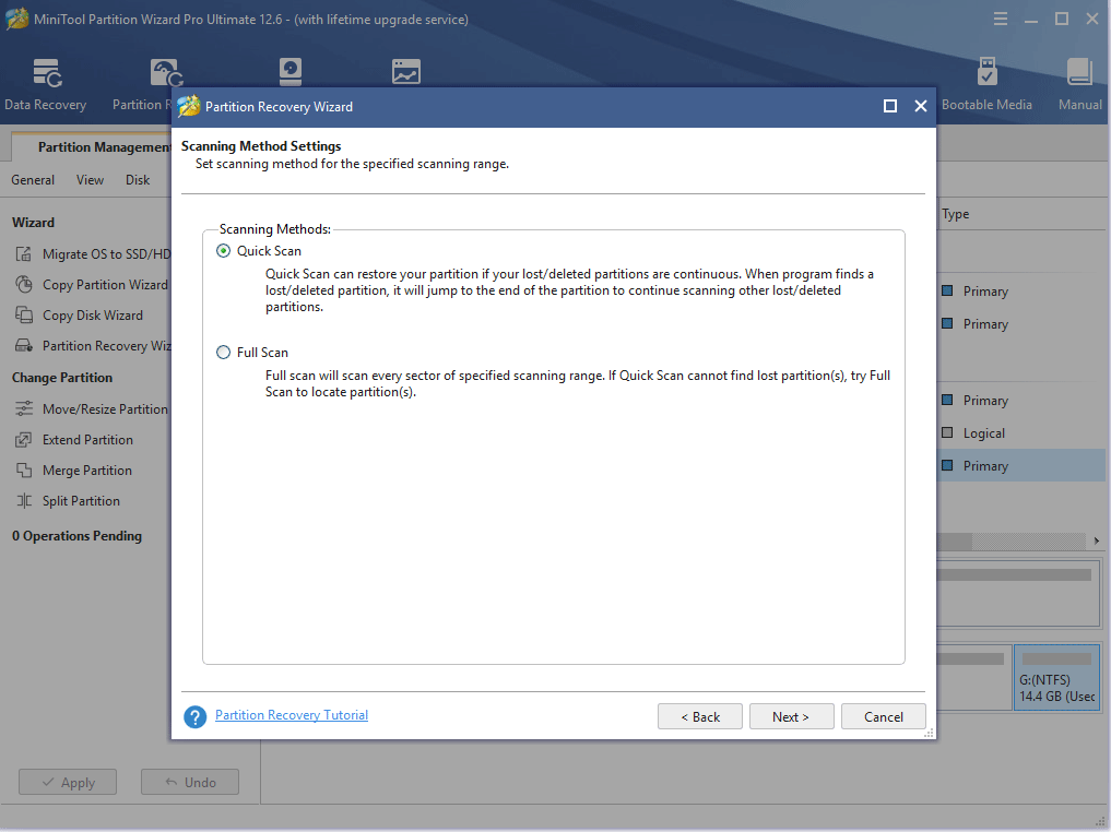 choose the scanning method