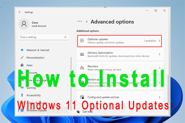install Windows 11 optional updates