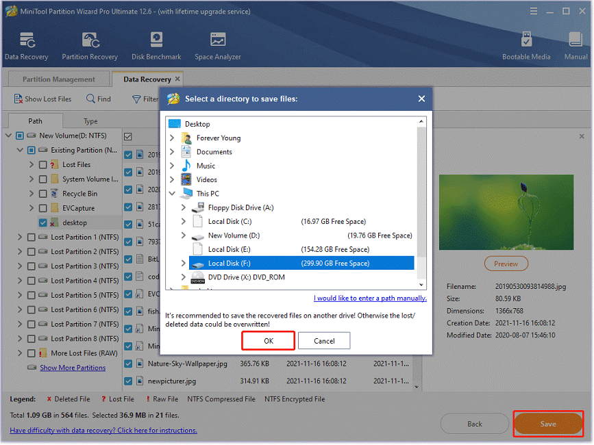 save recovered files