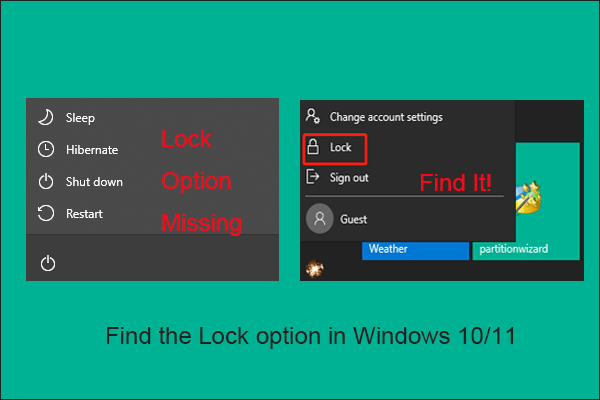 lock option missing from power menu thumbnail