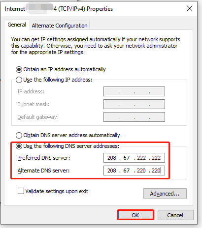 change DNS settings