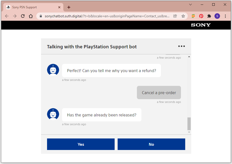 PlayStation Support bot