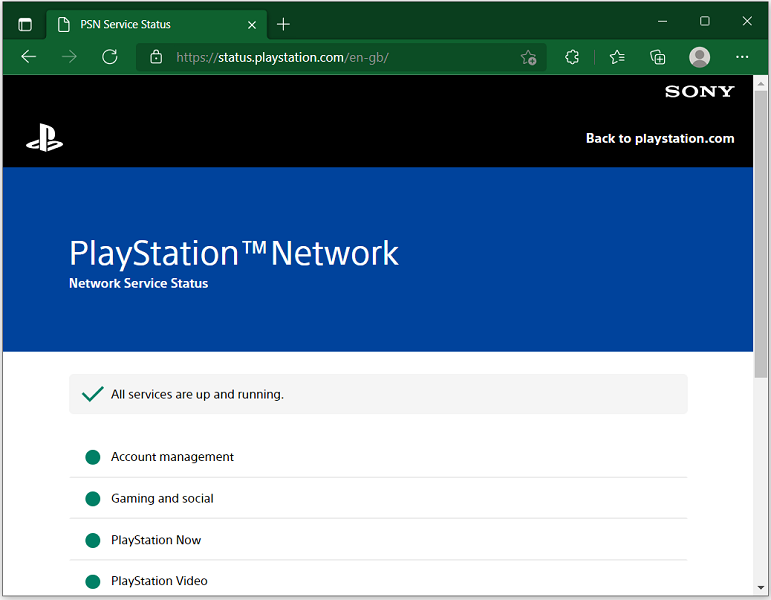 PlayStation Network service status