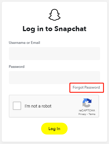 click Forgot Password