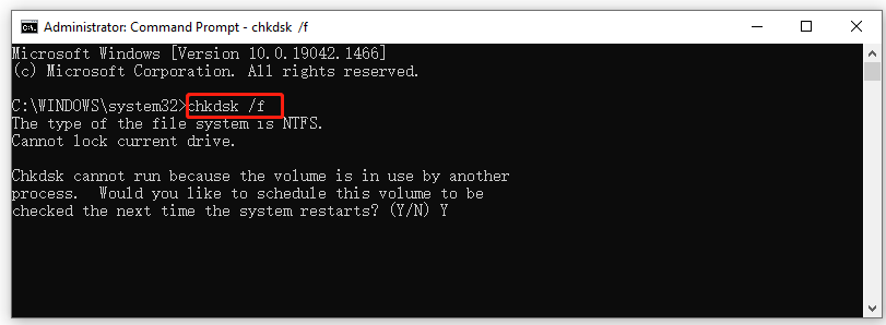check file system using CHKDSK