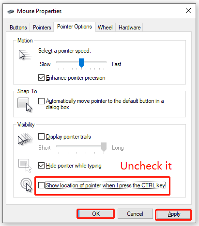 Show location of pointer when I press the CTRL key