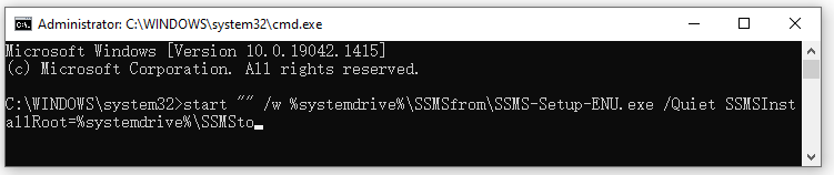 install SSMS via CMD