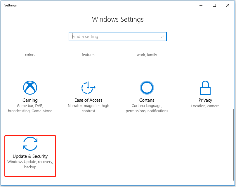 choose Update & Security