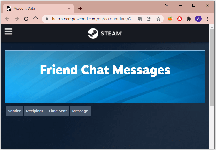 Steam friend chat message