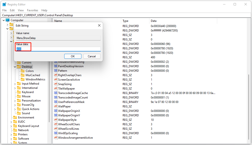 change Value data
