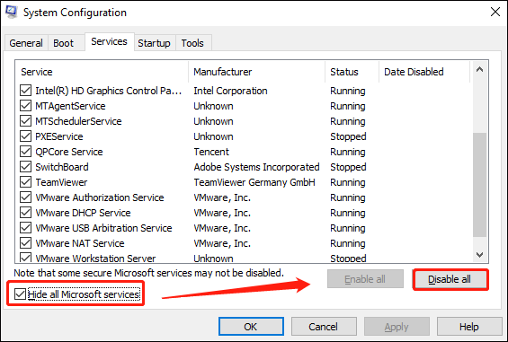 Disable all Microsoft services