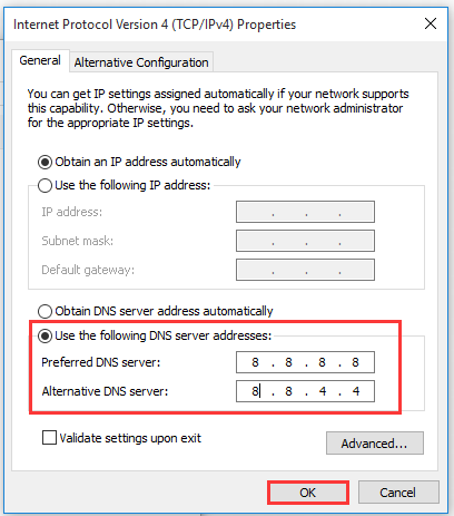 switch to Google DNS settings