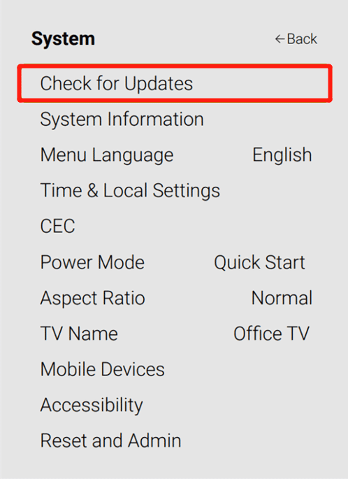 choose Check for Updates