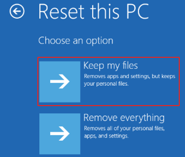 select Keep my files