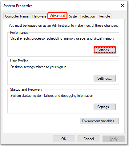 click the Settings button