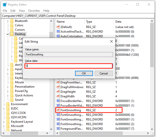 how to change font smoothing in windows 10
